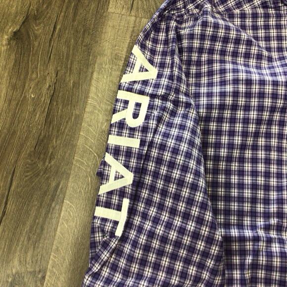 Ariat Mens Pro Team Blane Classic Long Sleeve Button Up Shirt Purple Size 2XL - Picture 3 of 5